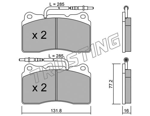 TRUSTING Комплект тормозных колодок, дисковый тормоз 297.2