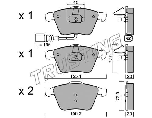 TRUSTING Комплект тормозных колодок, дисковый тормоз 565.4