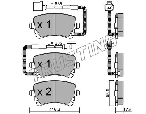 TRUSTING Комплект тормозных колодок, дисковый тормоз 570.1