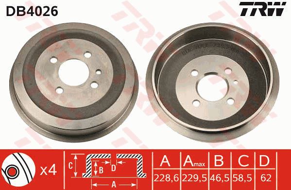 TRW Bremžu trumulis DB4026