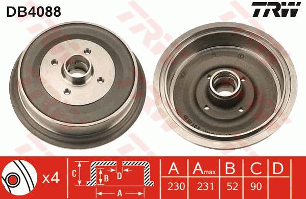 TRW Тормозной барабан DB4088