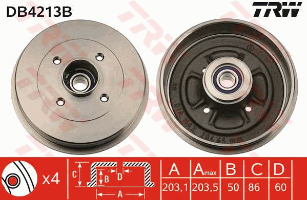 TRW Тормозной барабан DB4213B