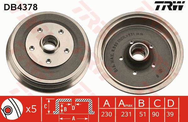 TRW Bremžu trumulis DB4378