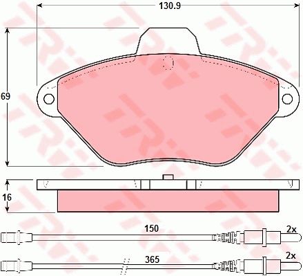 TRW Комплект тормозных колодок, дисковый тормоз GDB1102