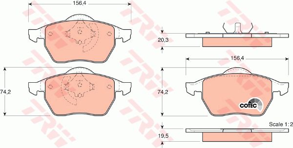 TRW Комплект тормозных колодок, дисковый тормоз GDB1376