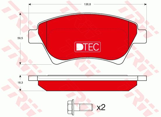 TRW Комплект тормозных колодок, дисковый тормоз GDB1552DTE