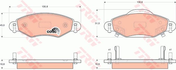 TRW Комплект тормозных колодок, дисковый тормоз GDB3324