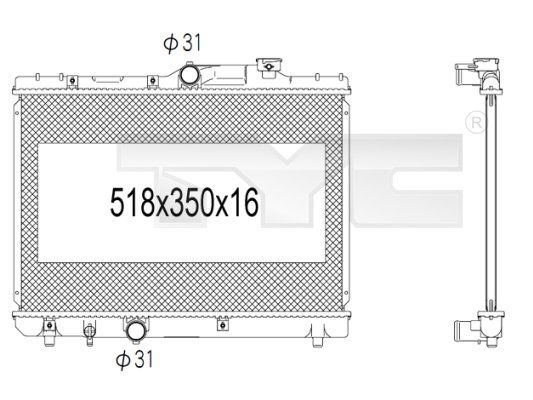 TYC Radiators, Motora dzesēšanas sistēma 736-1005