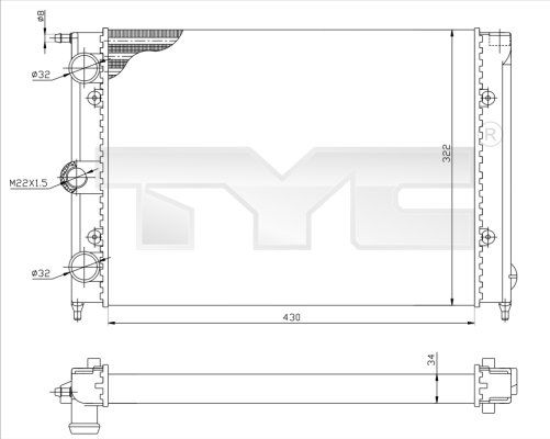 TYC Радиатор, охлаждение двигателя 737-0050