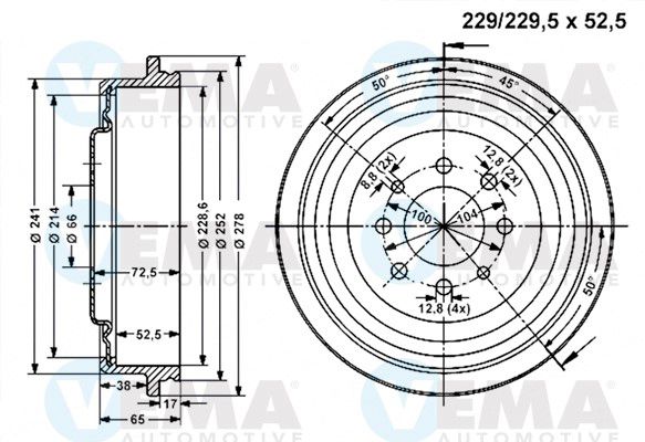 VEMA Тормозной барабан 800835