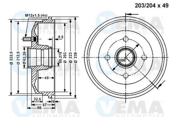 VEMA Тормозной барабан 801268