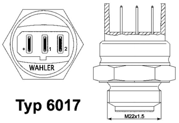 WAHLER Termoslēdzis, Radiatora ventilators 6017.95D
