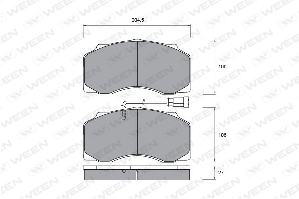 WEEN Комплект тормозных колодок, дисковый тормоз 151-1057