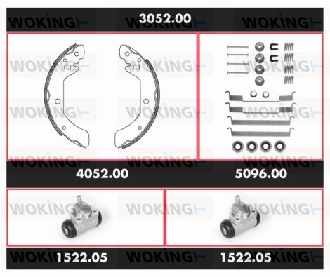 WOKING Комплект тормозов, барабанный тормозной механизм 3052.00