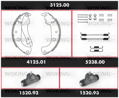 WOKING Комплект тормозов, барабанный тормозной механизм 3125.00