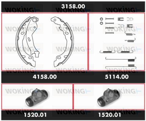 WOKING Комплект тормозов, барабанный тормозной механизм 3158.00