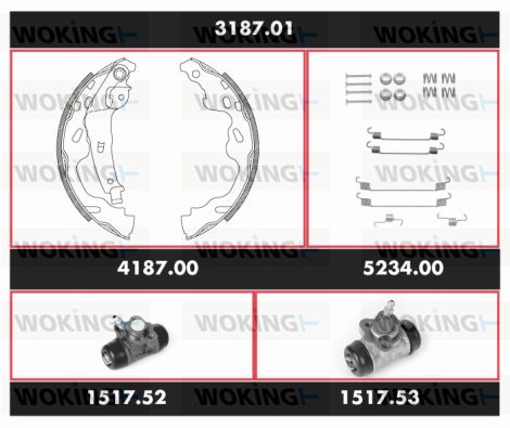 WOKING Комплект тормозов, барабанный тормозной механизм 3187.01