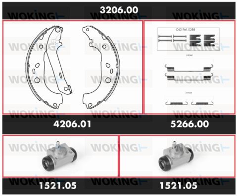 WOKING Комплект тормозов, барабанный тормозной механизм 3206.00