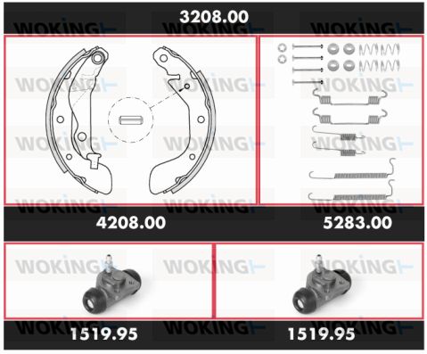 WOKING Комплект тормозов, барабанный тормозной механизм 3208.00