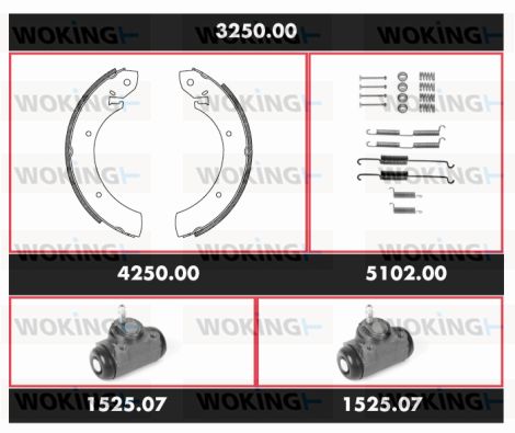 WOKING Комплект тормозов, барабанный тормозной механизм 3250.00