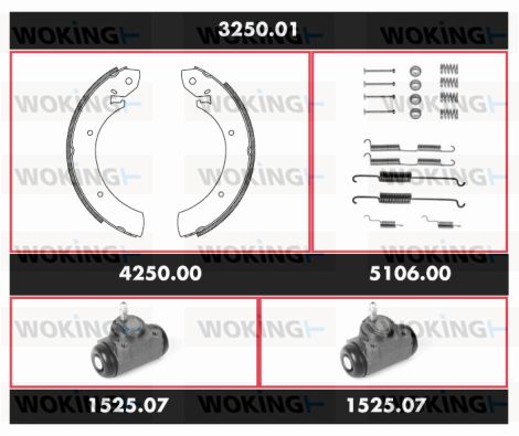 WOKING Комплект тормозов, барабанный тормозной механизм 3250.01