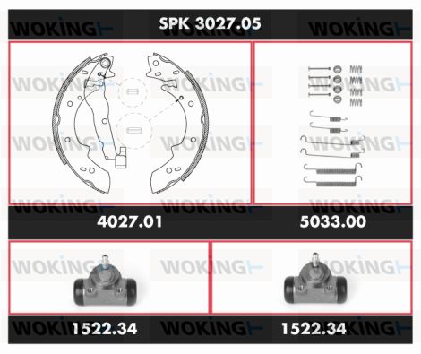 WOKING Комплект тормозов, барабанный тормозной механизм SPK 3027.05