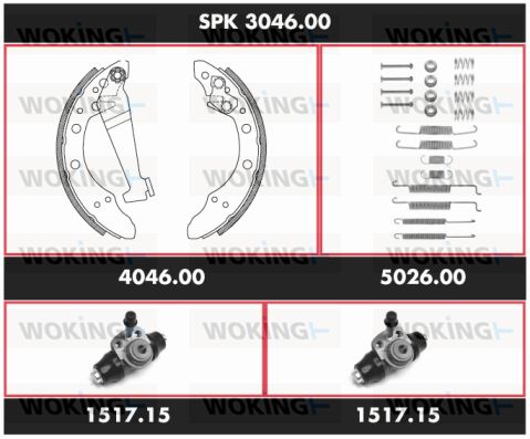 WOKING Комплект тормозов, барабанный тормозной механизм SPK 3046.00