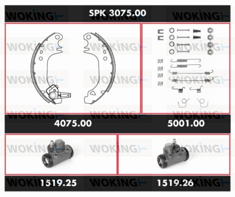 WOKING Комплект тормозов, барабанный тормозной механизм SPK 3075.00