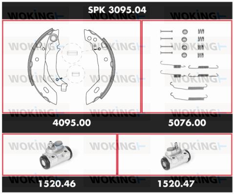 WOKING Комплект тормозов, барабанный тормозной механизм SPK 3095.04