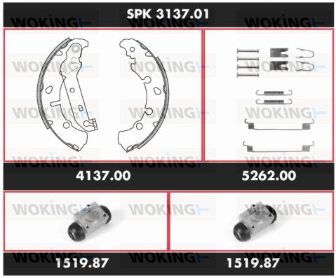 WOKING Комплект тормозов, барабанный тормозной механизм SPK 3137.01