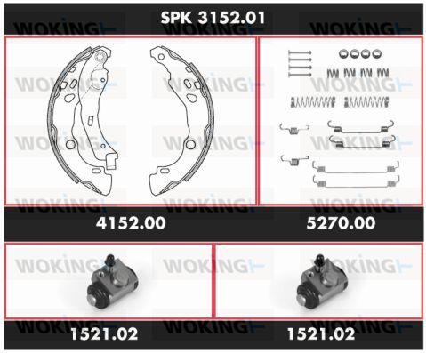 WOKING Комплект тормозов, барабанный тормозной механизм SPK 3152.01