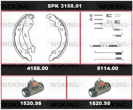 WOKING Комплект тормозов, барабанный тормозной механизм SPK 3158.01