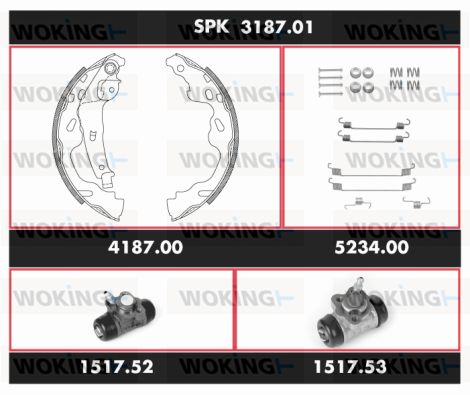 WOKING Комплект тормозов, барабанный тормозной механизм SPK 3187.01