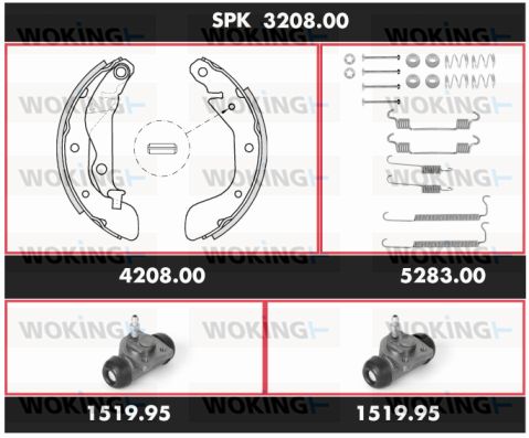 WOKING Комплект тормозов, барабанный тормозной механизм SPK 3208.00