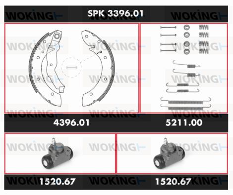 WOKING Комплект тормозов, барабанный тормозной механизм SPK 3396.01