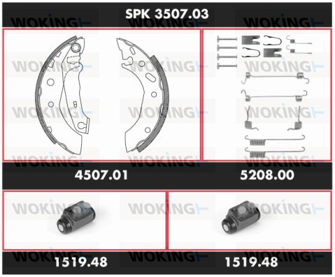 WOKING Комплект тормозов, барабанный тормозной механизм SPK 3507.03