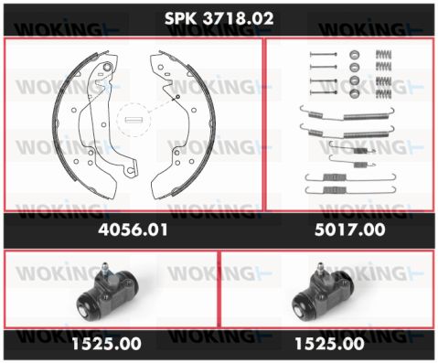 WOKING Комплект тормозов, барабанный тормозной механизм SPK 3718.02