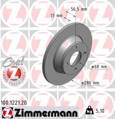 ZIMMERMANN Тормозной диск 100.1221.20
