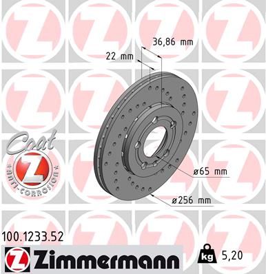 ZIMMERMANN Bremžu diski 100.1233.52