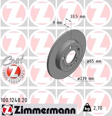 ZIMMERMANN Тормозной диск 100.1248.20