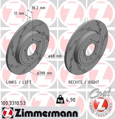 ZIMMERMANN Bremžu diski 100.3310.53