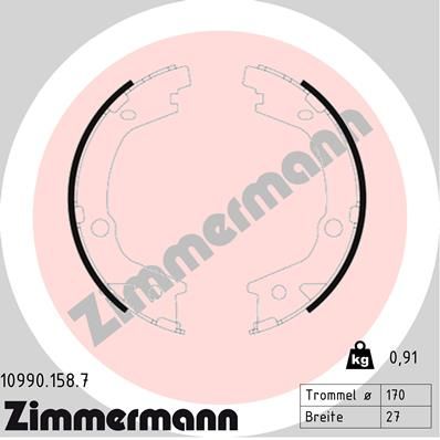 ZIMMERMANN Комплект тормозных колодок, стояночная тормозная с 10990.158.7