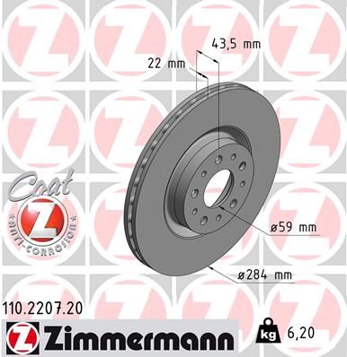 ZIMMERMANN Тормозной диск 110.2207.20