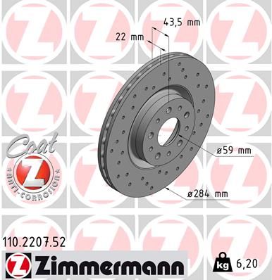 ZIMMERMANN Тормозной диск 110.2207.52