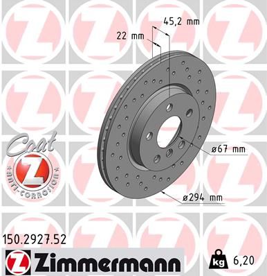 ZIMMERMANN Тормозной диск 150.2927.52