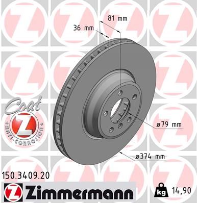 ZIMMERMANN Bremžu diski 150.3409.20