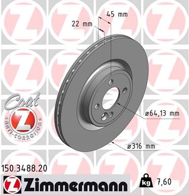 ZIMMERMANN Тормозной диск 150.3488.20