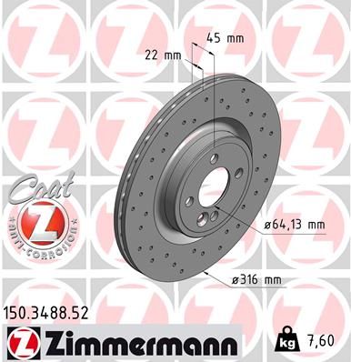 ZIMMERMANN Bremžu diski 150.3488.52