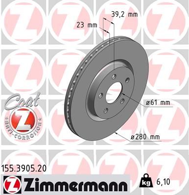 ZIMMERMANN Тормозной диск 155.3905.20