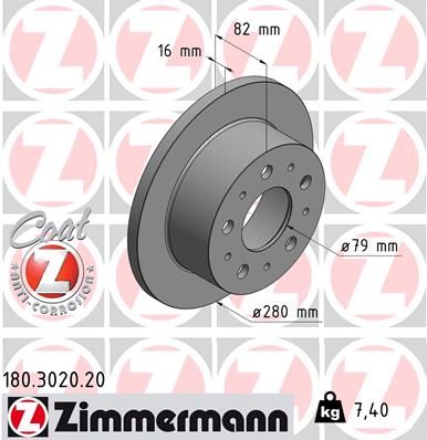 ZIMMERMANN Тормозной диск 180.3020.20